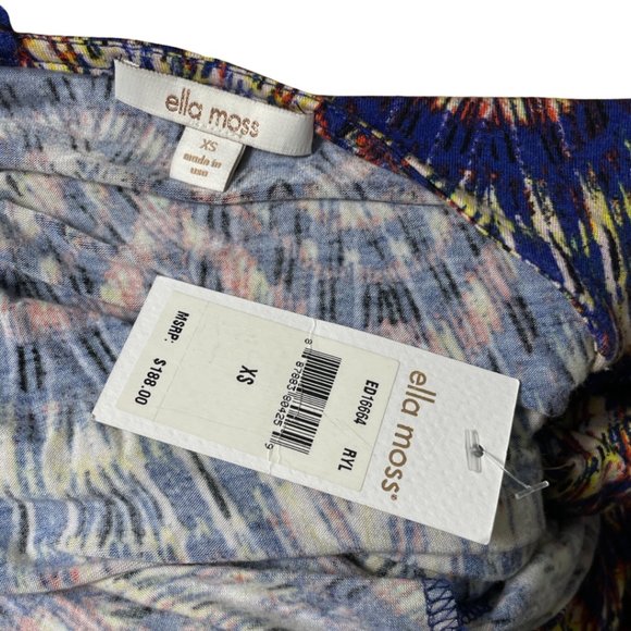 ELLA MOSS Dress Size XS NWT Stretch Knit Wrap V Neck Geometric Print $188 RV - Picture 3 of 7